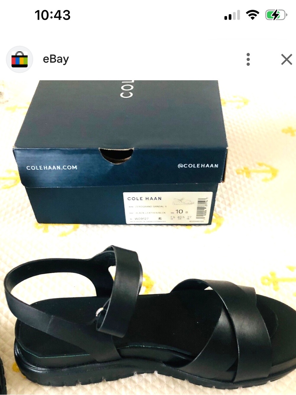 Cole Haan ZeroGrand Black Strappy Platform Sandal - size 9
